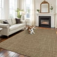 thumbnail image 3 of Vintage Brown Large Area Rugs for Bedroom Living Room, Soft Non Slip Carpet Bedside Rug, Farmhouse Retro Dark Solid Color Linen Texture Rectangular Floor Cover Kitchen Accent Rug 5'x8' for Office, 3 of 9