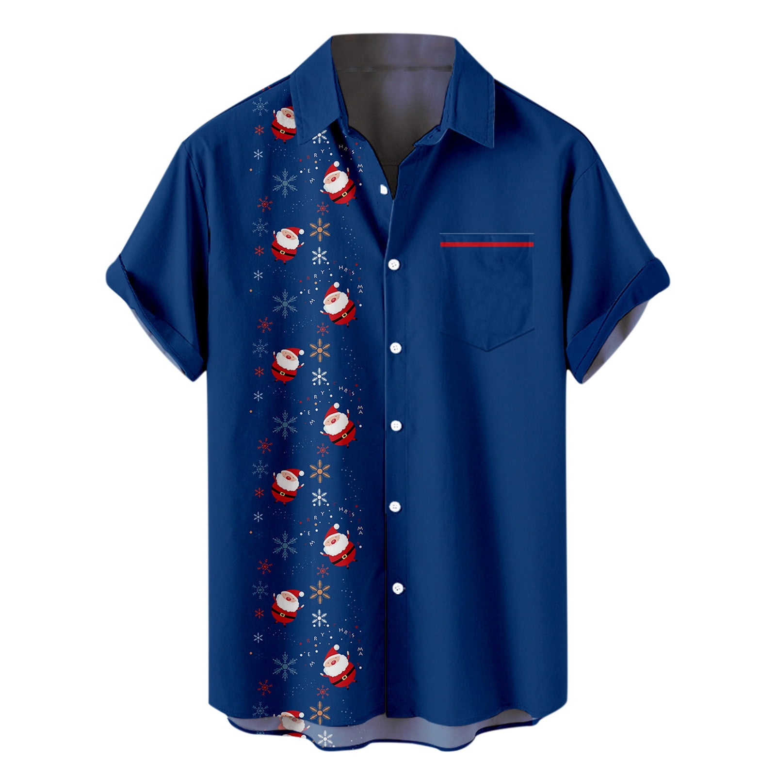 lcziwo Big and Tall Mens Christmas Shirt Santa Claus Party Aloha Holiday Beach Short Sleeve Shirts Hawaiian Casual Button Down Vacation Top 2024 Blue