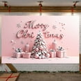 thumbnail image 2 of Pink Theme Christmas Banner Snowflake Decoration Merry Christmas Banner 3D Letter Pink Background Xmas Banner for Christmas Party Winter Celebration Holiday Decoration, 2 of 9