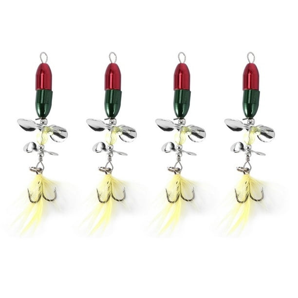 4X Senuelo de Pesca Cebo Hilandero de Fundicion Largo Helice de Doble Cola Trucha Carpa Bagre Senuelos de Pesca de Hielo Artificial 10G