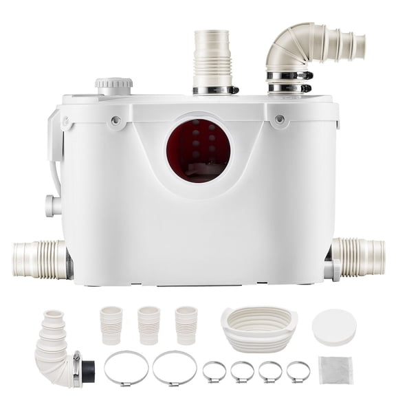 Upflush Toilet Pump,500W Macerator with 29 GPM Flow,26 ft Head,4 Inlets for Basement Bathroom,Sink,Shower&Laundry Waste Water Removal