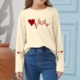 thumbnail image 2 of SERTG Girls Heart Print Valentine Crewneck Pullover Sweatshirt Long Sleeve Spring Summer Comfortable Casual Tops for Kids(Beige#1,11-12 Years), 2 of 6