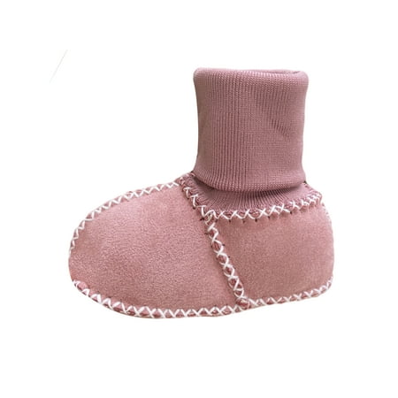 

Woobling Infant Baby Crib Shoes First Walkers Ankle Boot Prewalker Sock Boots House Booties Non-slip Winter Bootie Plush Lining Breathable Dark Pink 6C