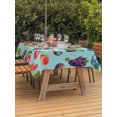 thumbnail image 3 of Outdoor Tablecloth with Umbrella Hole for Patio/Picnic/Party/Camping, Summer Fruits Waterproof Table Cloth Rectangle Table Cover Washable, Watermelon Berry Lemon Botanical Teal (54"x 80"), 3 of 8