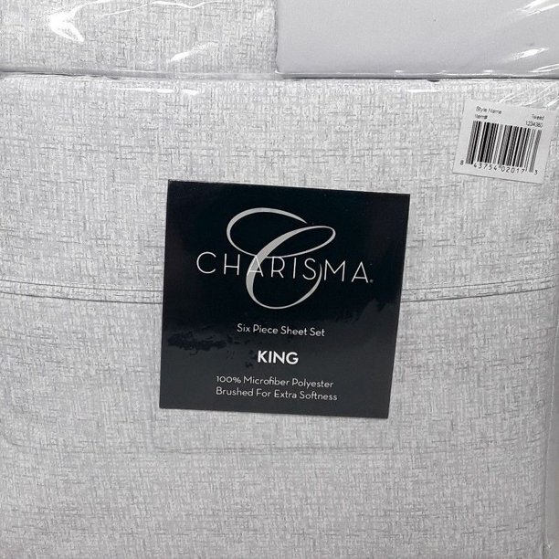 Charisma King MIcrofiber Polyester Six Piece Sheet Set, TWEED Brushed