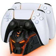 Beboncool PS5 Controller Charger with Cool Mecha Design, Dual Charging Station with LED Indicator for PS5 DualSense Controllers