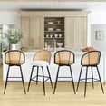 thumbnail image 3 of ANMINY Swivel Rattan Bar Stools, 29" Counter Height Set of 4, Upholstered Chairs Barstools with Full Back and Metal Legs Modern Boucle Fabric Seat for Kitchen Island, 3 of 11