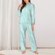thumbnail image 2 of Balery Blue Bright Conjunto de Pijama con Estampado para Mujer, Conjunto de Dos Piezas con Manga Larga, Ropa de Dormir Suave con Bolsillos, Pijamas Cómodos-Medium, 2 of 7