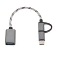 thumbnail image 1 of Cable adaptador OTG 2 en 1 con trenzado de nailon, USB 3.0 a micro USB tipo C, adaptador de sincronización de datos para Huawei OTG Plata, 1 of 6