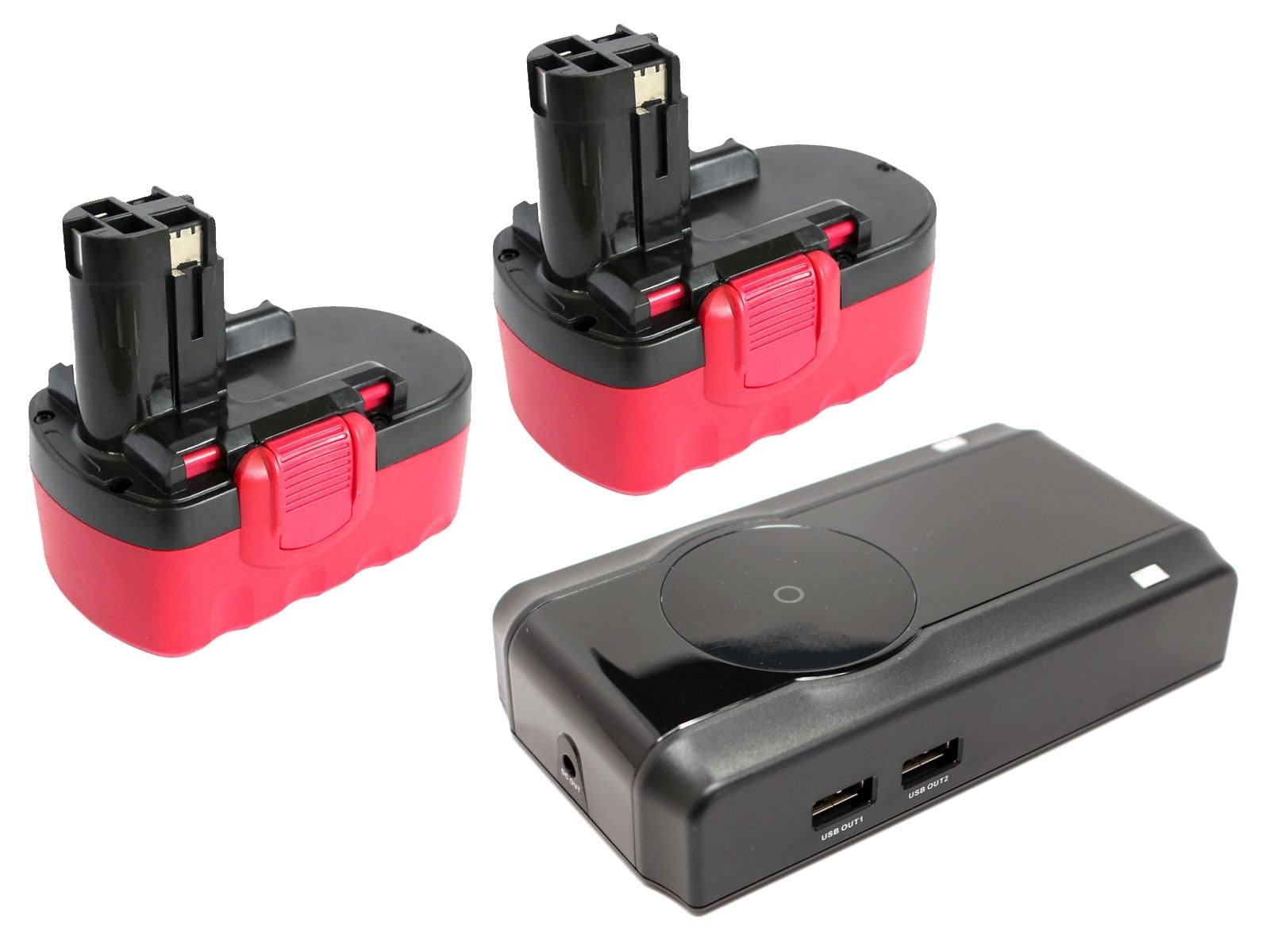 2Pack Bosch 1662K24 Battery + Charger Replacement Bosch 18V Battery