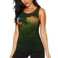 thumbnail image 2 of Picia Hybrid Parrot in the Forest Pattern Women's Workout Tank Top,Breathable Activewear,Slim Fit Athletic Top,Versatile Workout Moisture-wicking top-Large, 2 of 9