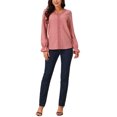 thumbnail image 2 of INSPIRE CHIC Women's Lace V Neck Lantern Sleeve Dressy Casual Tops Fall Winter Fashion T Shirt, 2 of 4