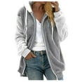 thumbnail image 1 of TQWQT Fleece Coats for Women  Faux Fur Jacket Coat Fuzzy Fleece Jacket Plus Size Zip Up Drawstring Sweatshirt Oversized Light Blue S, 1 of 6