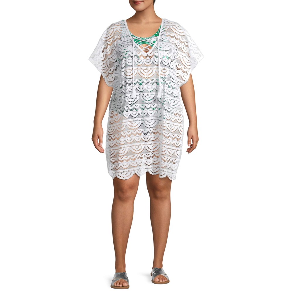 Time and Tru Time and Tru Womens Plus Size Crochet Swimsuit Cover Up