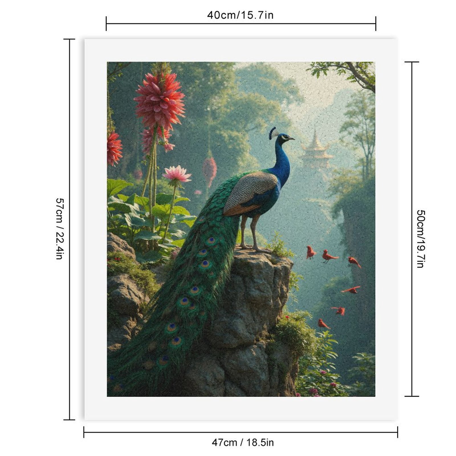 Paint by Numbers Kit for Adults, Peacock On Rock In Serene Garden Paint by Numbers, Easy Paint by Numbers Kit for Adults Beginner, DIY Adult Paint by Number Kits on Canvas, Home Decor