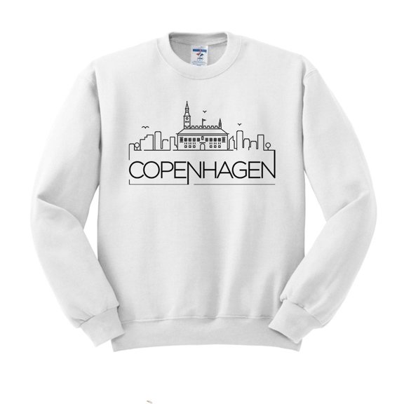 Skyline Copenhagen Denmark Sweatshirt Unisex Large White