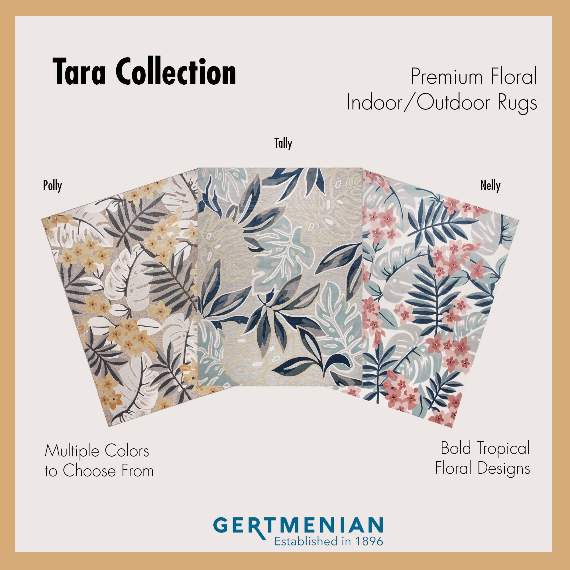 Gertmenian Tara Nelly Coastal Floral Blue Outdoor Area Rug, 8x10