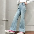 thumbnail image 6 of JLMSPLWG Girls Bootcut Jeans Kids Denim Pants with Pockets Gradient Flared Girls' Jean Daily Wear Elastic Waist Preppy Solid Color Casual Jeans Toddler Girl Clothes, 6 of 6