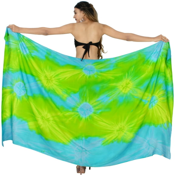HAPPY BAY Women's Beachwear Summer Beach Bikini Wraps Sarong Wrap Skirt Swimsuit Swimwear Coverups Bathing Suit Swim Cover ups for Womens One Size Tie Dye, Turquoise
