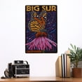 thumbnail image 2 of Big Sur, California, Butterfly and Flower (12x18 Aluminum Art, Indoor Outdoor Metal Sign Decor), 2 of 5