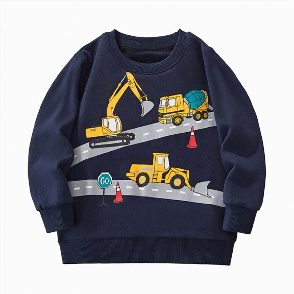 WUANDIXFA T Shirts for Toddler Boys Fashion Kids Cute Print Pullover Boys' Pullover Kids's Casual Crewneck Pullover Printed Crewneck T Shirts,Blue,3 Years