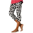 thumbnail image 2 of Xuniizn Capri Pants for Women, Leopard Print Elastic Waist Lace Hem Yoga Leggings, Thin Soft Comfortable Breathable Stretchy Trendy Casual Capris, 2 of 5