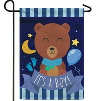America Forever Oh Joy It's A Boy Garden Flag, 12.5 x 18 inch Double Sided, Baby Announcement Flag, Teddy Bear Nursery Decoration, New Baby Boy Celebration, Baby Shower Yard Flag