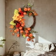 thumbnail image 3 of 24" Fall Wreath Decorations for Front Door with Pumpkin Pinecone Berry Artificial Maple Leaves Wreath Autumn Thanksgiving Harvest Fall Decor Indoor Outdoor, 3 of 8