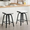 thumbnail image 5 of Guyou 26” Swivel Counter Height Bar Stools Without backrest, Upholstered Farmhouse Bar Stools with Footrest for Kitchen Island, White-Faux Sherpa(Set of 4), 5 of 10
