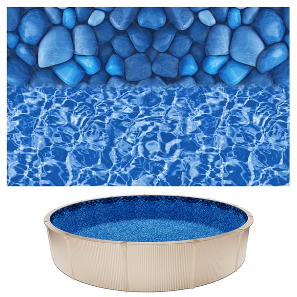 VEVOR 24ft Pool Liner, Round UniBead Swimming Pool Liner for 52 in Wall Height, Premium Vinyl, Easy Install with Leak-Proof Patches, Designed for Steel Sided Above-Ground