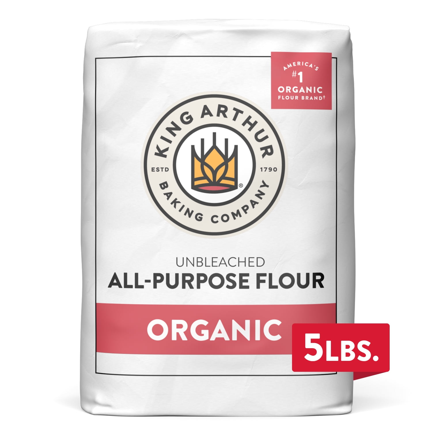 (6 pack) King Arthur Baking Company USDA Organic, Non-GMO Project Verified Unbleached All-Purpose Flour, 5 lb Bag