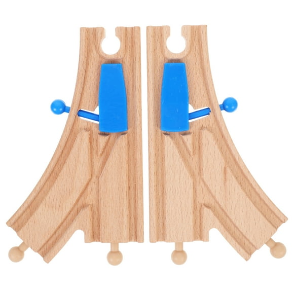 2 piezas de cruces de vías de tren de madera con desvíos y accesorios. Juego de trenes de juguete compatible con las principales marcas. Educativo y divertido para niños.