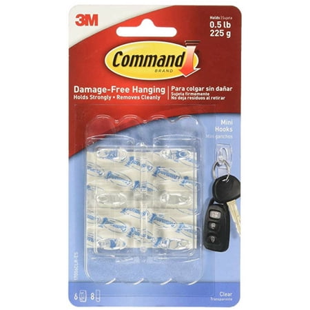 2 Pack - Command Clear Hooks Strips, Plastic, Mini 6 ea