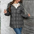 thumbnail image 4 of QQAMB Fleece Lined Plaid Jacket Women Lightweight Casual Jacket Plaid Shacket Jackets Zipper Fleece Hooded Jackets Warm Coat Black M, 4 of 6