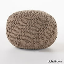 Vidar Outdoor Handcrafted Modern Fabric Weave Pouf, Light Brown