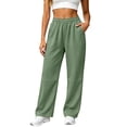 thumbnail image 2 of Ashyfjp Womens Solid Color Wide Leg Joggers Elastic Waistband Casual Trousers with Side Hand Pockets and Decorative Seams Versatile Commuting Wear, Size (S-3XL), 2 of 6
