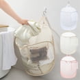 thumbnail image 1 of Polyester Panier de Rangement en Pliable Beige en Maille Panier à Lessive avec 3 Compartiments Bac de Rangement Mural Respirant pour l'Organisation de la Maison (1 Pcs) Rkxzt, 1 of 8