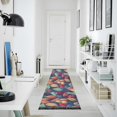 thumbnail image 4 of Yayeee Runner Rug for Bedroom 2'x6' Machine Washable Hallway Non Slip Mat, Blue Vibrant Leaves Pattern, 4 of 8