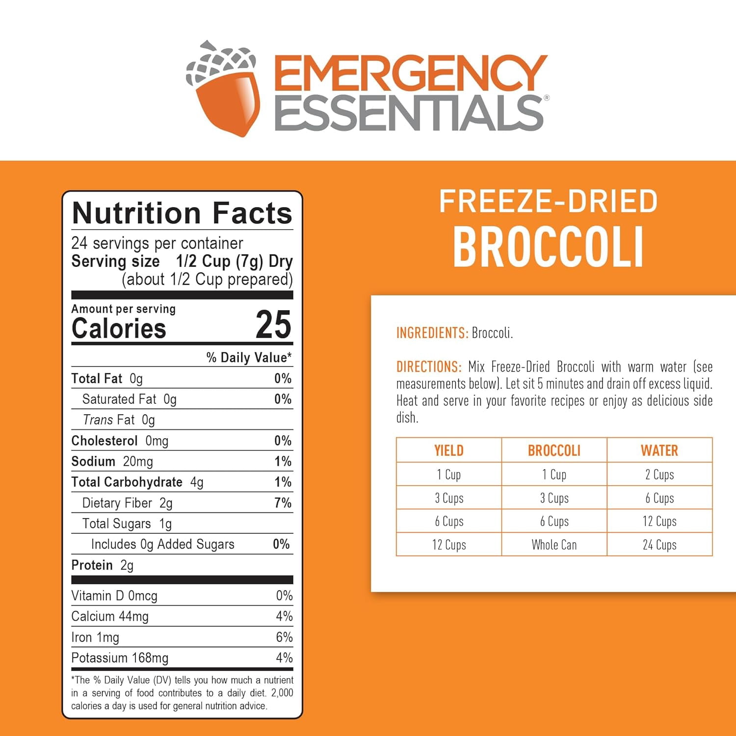 Emergency Essentials Freeze-Dried Broccoli #10 Can, Freeze-Dried Vegetables, Broccoli, Emergency Nutritious Bulk Food Cans, Long 30-Year Shelf Life