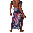 thumbnail image 3 of Robe Longue Moulante Sans Manches à Découpes à Col en V en Dentelle à Imprimé Floral pour Femmes, Dos Nu, Robe de Cocktail pour Fête, 3 of 4