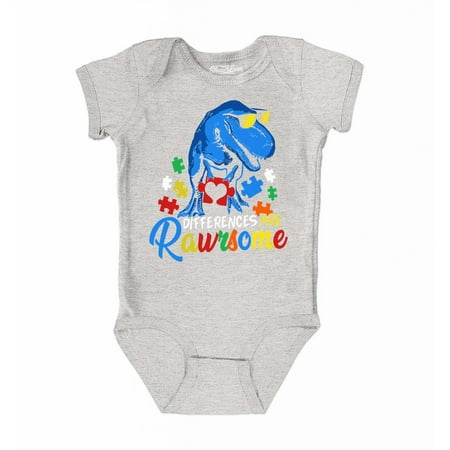 

Shop4Ever Differences are Rawrsome Autism Baby s Bodysuit Infant Cotton Romper 12 Months Heather Grey
