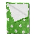 thumbnail image 2 of Irish Soft Flannel Fleece Blanket, Old Fashioned Polka Dots Backdrop with Cultural Flowers Clovers Retro Classic, Cozy Plush for Indoor and Outdoor Use, 60" x 80", Lime Green White, by Ambesonne, 2 of 5