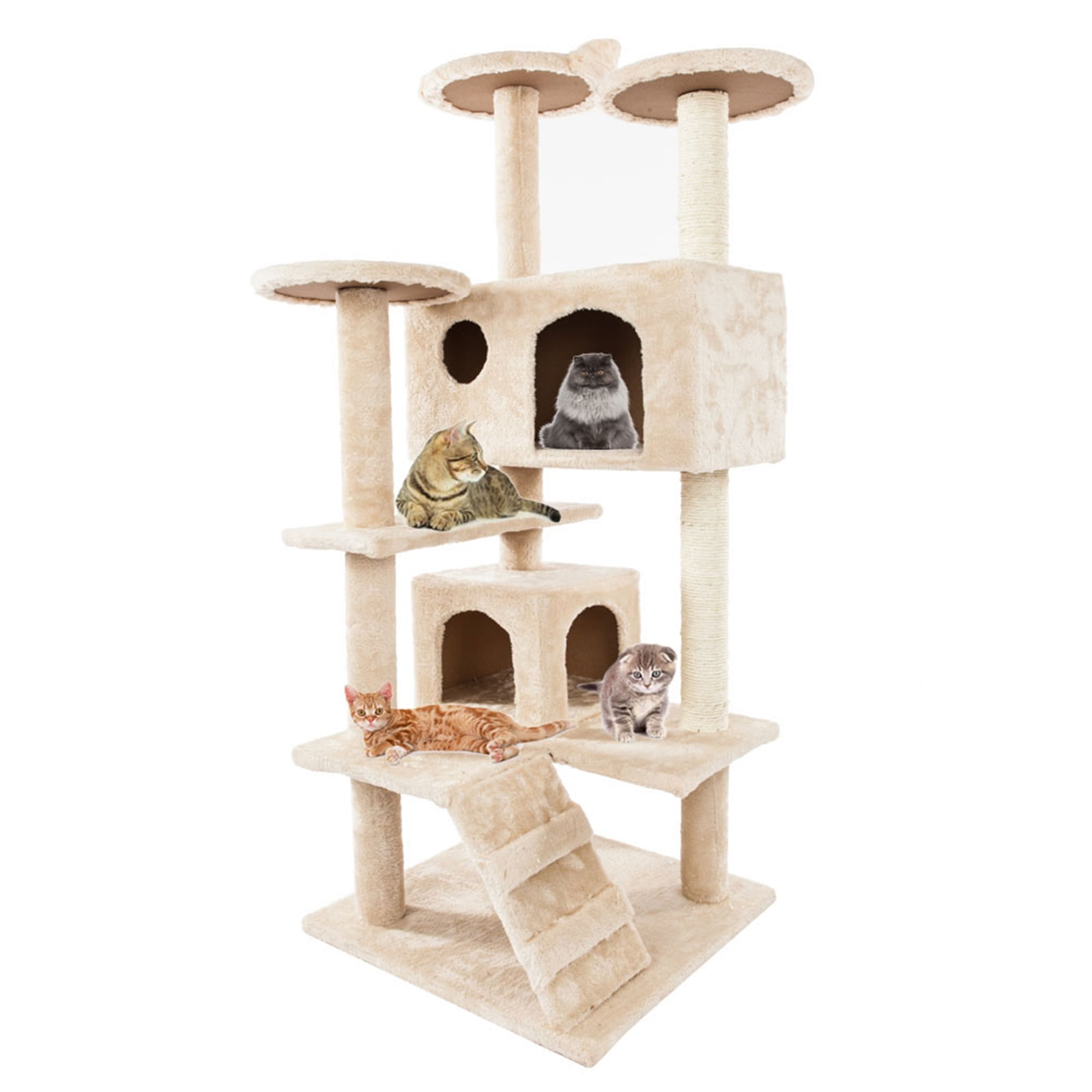 Cat Tree Tower Condo Furniture Scratch Post Kitty Pet House Play Beige 