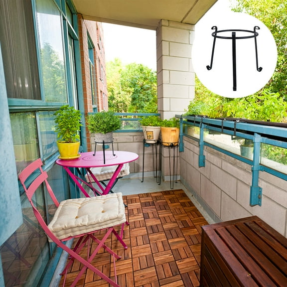 Niceauty Outdoor Flower Holder Metal Flowerpot Stand Black 1Pcs