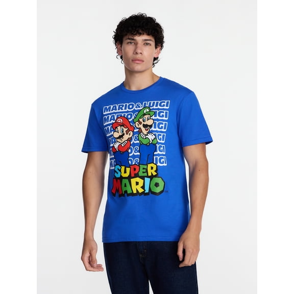 Super Mario and Luigi Men's and Big Men's Graphic Tee with Short Sleeves, Sizes S-3XL