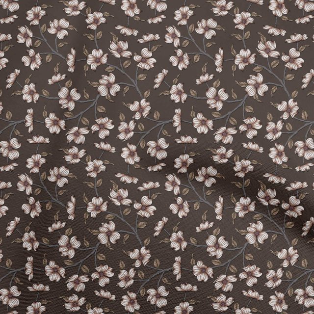 oneOone Silk Tabby Brown Fabric Floral Retro Sewing Craft Projects Fabric Prints By Yard 42 Inch Wide