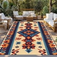 thumbnail image 2 of Retro Boho Outdoor Rug 5x7 Ft - Reversible Patio Rug Outdoor Camping Rugs, Rustic Abstract Geometric Farmhouse Aesthetic Indoor Outdoor Area Rugs, Non-Slip Outdoor Carpet Runner for Deck/Porch, 2 of 8
