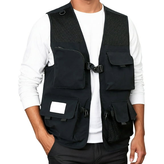 Bcfgryg Men's Workwear Loose Casual Style For Outdoor Occasions Sleeveless Vest Jacket Mens Coats Black 4XL