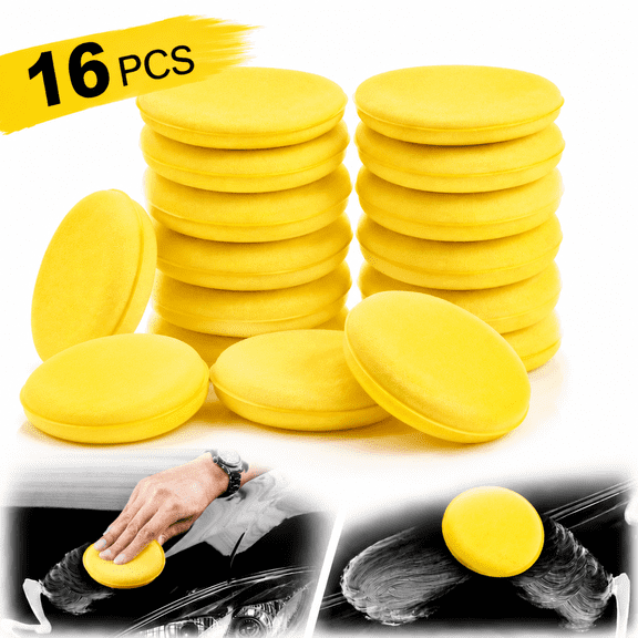 Enlimny 16 Pack Foam Applicator Pads Round Foam Car Wax Applicator Pad 4 Inch Foam Wax Applicator Pads Car Wax Polishing Sponges, Buffing Pads for Auto Detailing, Sealant & Polish Application