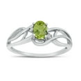 thumbnail image 1 of 14k White Gold Oval Peridot And Diamond Curve Ring, 1 of 6